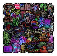 Set 50 Stickers Tipo Luz De Neon Letrero / Calcomania