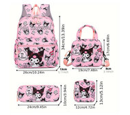 Set Mochila Escolar Mas Lonchera Y Estuche Kuromi Sanrio