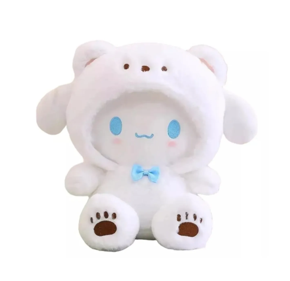 Peluche Cinnamoroll Con Traje Osito 21cm Kawaii Blanco
