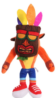 Peluche Crash Bandicoot Clásico 25 Cm Con Mascara Aku Aku