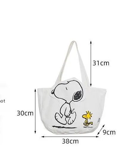 Cartera Bolso De Lona Snoopy Con Cierre (35 X 29 Cm)