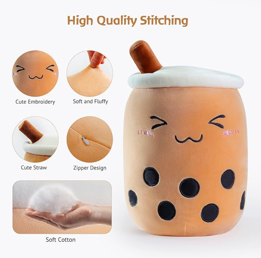 Peluche Grande Felpa Kawaii 70cms Bubble Tea Tapioca