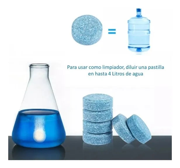 Pack 10 Pastillas Efervescentes para Limpieza de Parabrisas y Vidrios