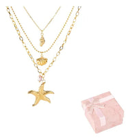 Collar Estrella de Mar con Perla – Acero Inoxidable Dorado | Aesthetic + Caja de Regalo