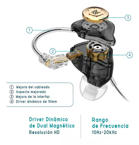Audífonos In-Ear KZ EDX Pro con Micrófono – Blanco Cristal