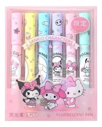 Set de Plumones Destacadores Sanrio Friends – M2 | Colores Pastel Kawaii