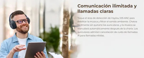Audífonos Haylou S35 ANC – Inalámbricos con Cancelación de Ruido y Opción con Cable | Gamer Diadema Bluetooth