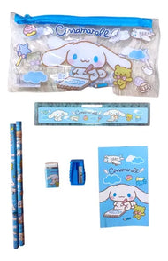 Estuche Escolar Cinnamoroll Kawaii – Set Completo Celeste con Lápices, Regla y Más