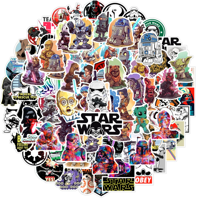 50 Stickers Star Wars Etiquetas Autoadhesivas Impermeable