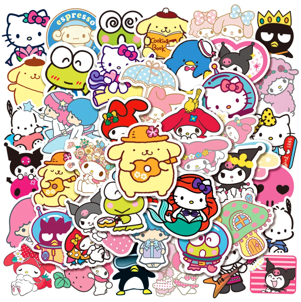 50 Stickers Sanrio - Hello Kitty Amigos Kuromi Kawaii