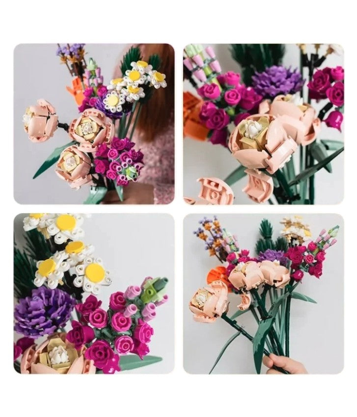 Decorativo Ramo De Flores Mini Bloques Construcción