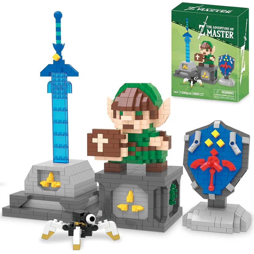 Figura Zelda Link Mini Bloques Armable Espada Escudo Hyliano
