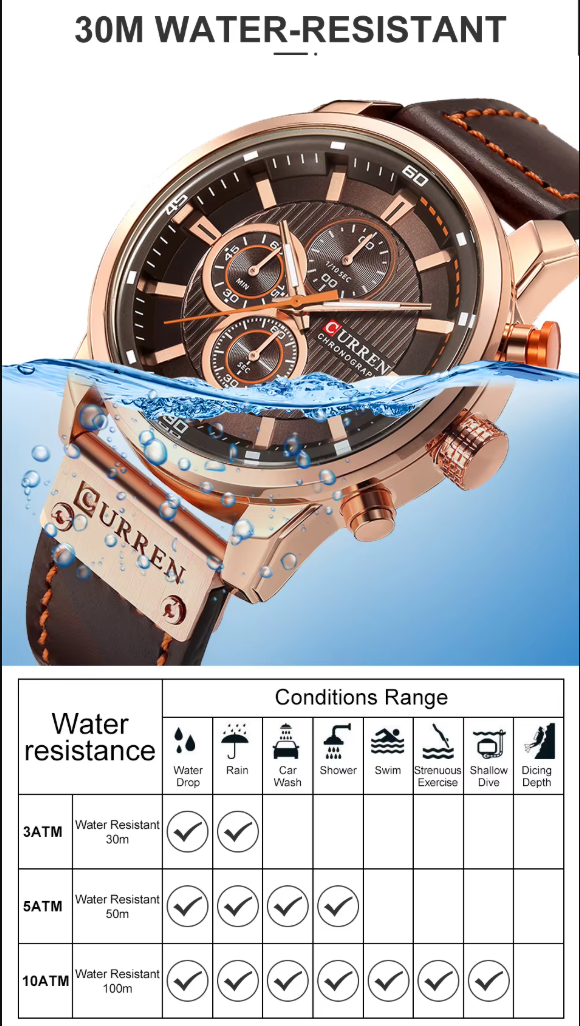 Reloj Curren 8291 Hombre Elegante Lujo Cafe