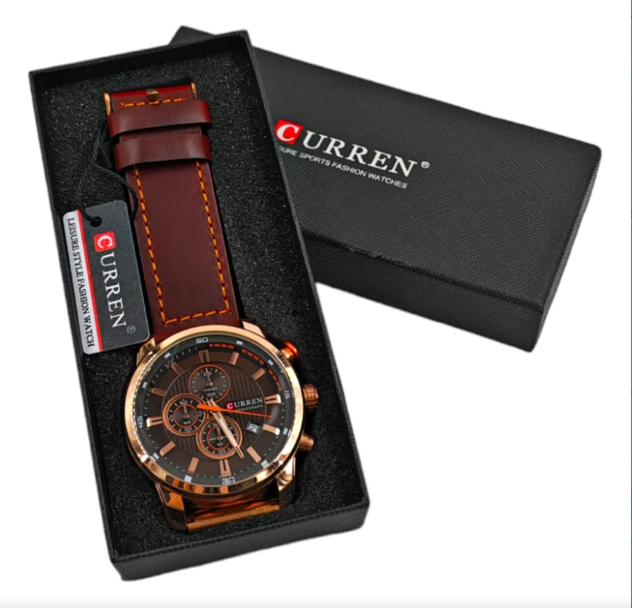 Reloj Curren 8291 Hombre Elegante Lujo Cafe