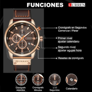 Reloj Curren 8291 Hombre Elegante Lujo Cafe