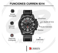Reloj Curren 8314 Hombre Elegante Pulsera Cuero Cuarzo Cronógrafo