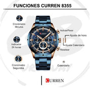 Reloj Hombre Curren 8355 Elegante Cuarzo Pulsera Metal Lujo