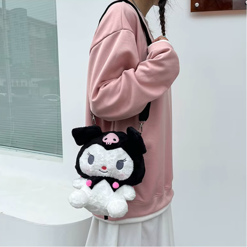Peluche Mochila Infantil Kuromi Sanrio 33cm, Con Cierre