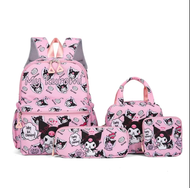 Set Mochila Escolar Mas Lonchera Y Estuche Kuromi Sanrio
