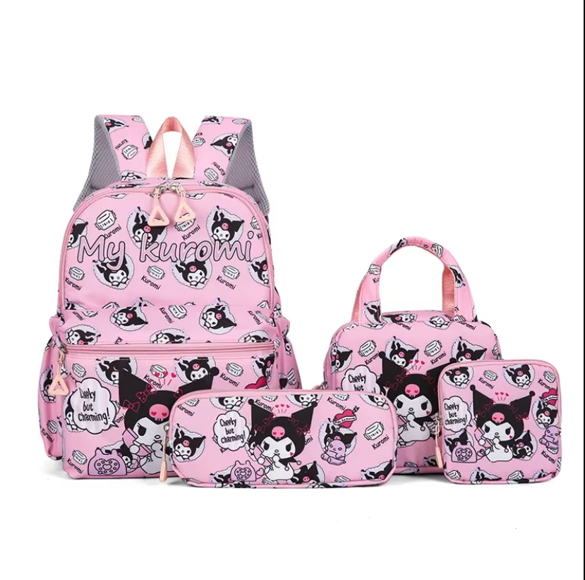 Set Mochila Escolar Mas Lonchera Y Estuche Kuromi Sanrio