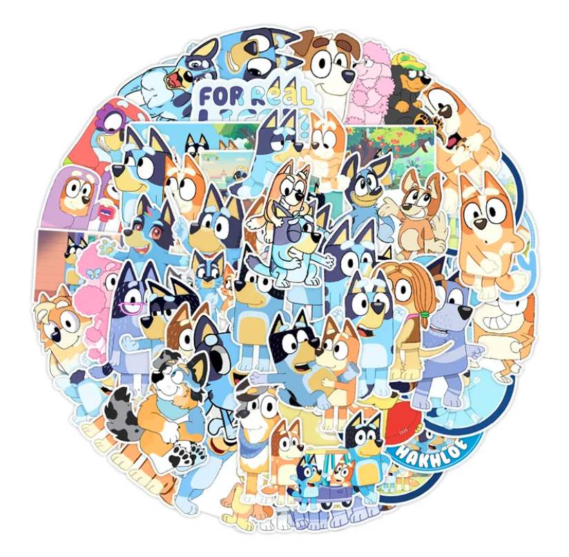 50 Stickers Decorativo Adorno Bluey Y Bingo Infantil Bbc