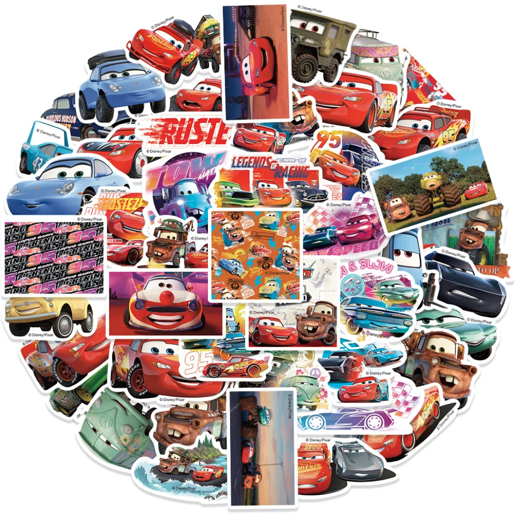Set 50 Stickers Cars Rayo Mcqueen Disney Pixar Niño