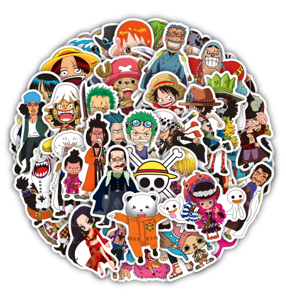 50 Stickers One Piece Anime Zoro Luffy Impermeable