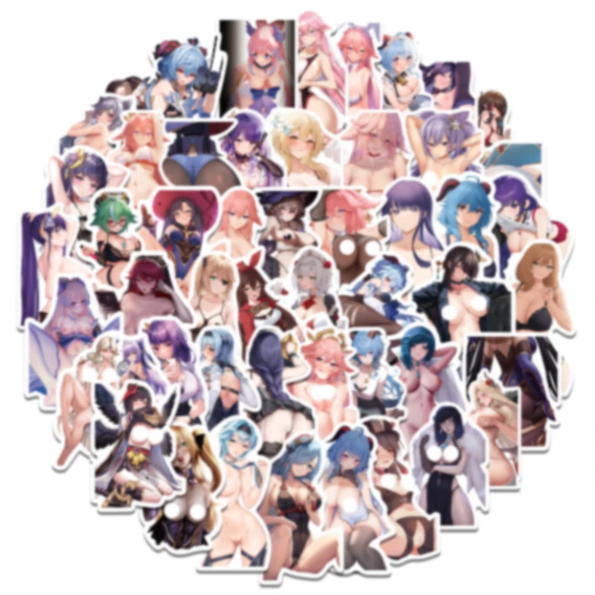 Set 50 Stickers Anime H Adulto +18 Sexy Waifu / Calcomania