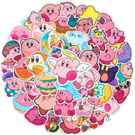 50 Stickers Kirby Rosa Rosado / Autoadhesivo Tazon Taza