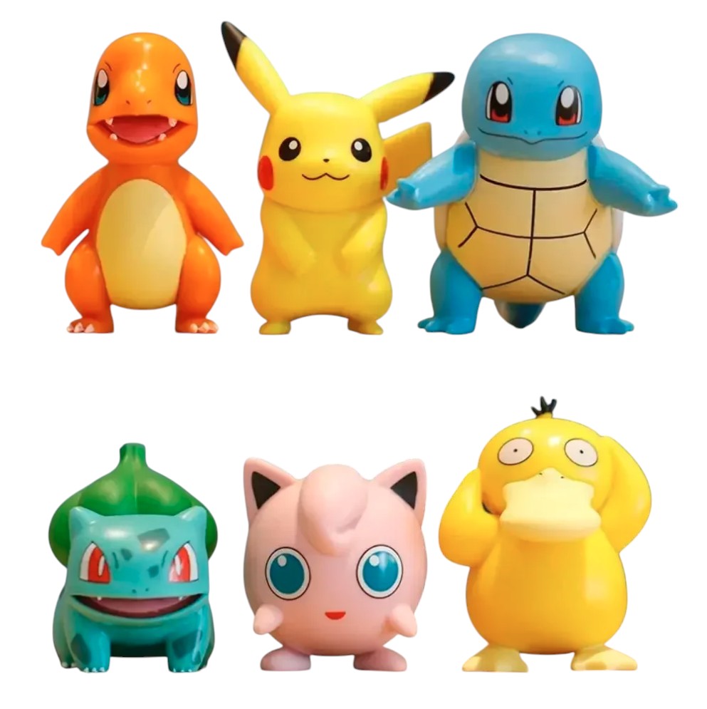 Set 6 Figuras Pokemon Pikachu Charmander Squirtle Psyduck