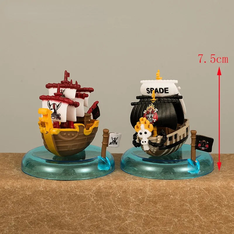 Set de 8 Barcos Anime One Piece – Mini Figuras Decorativas de 7 cm