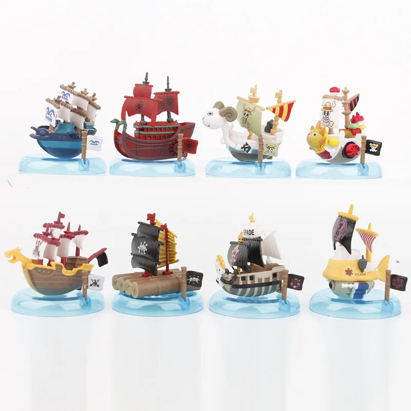 Set de 8 Barcos Anime One Piece – Mini Figuras Decorativas de 7 cm