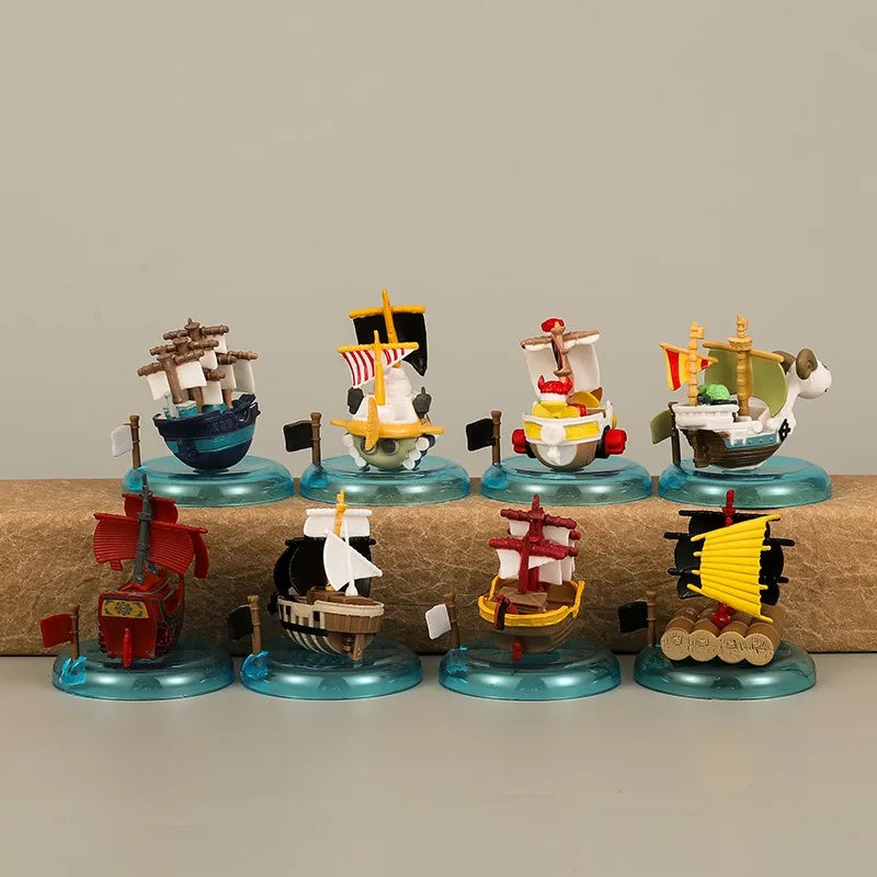 Set de 8 Barcos Anime One Piece – Mini Figuras Decorativas de 7 cm