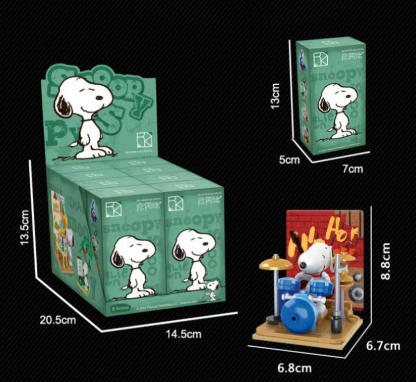 1 Mini Figura Sorpresa Armable coleccionable Snoopy Peanuts M1