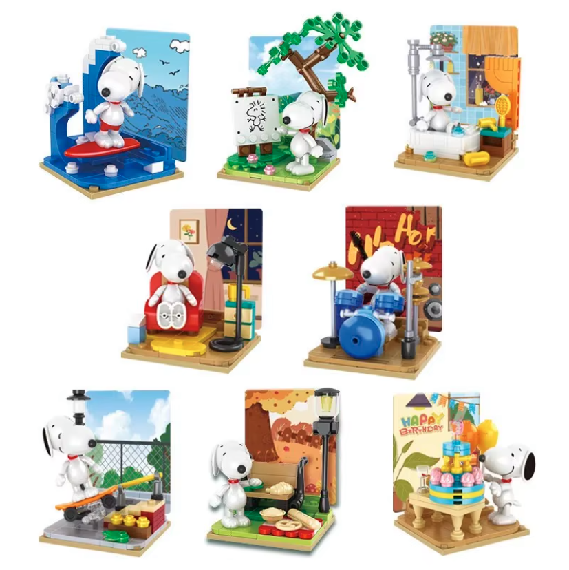 1 Mini Figura Sorpresa Armable coleccionable Snoopy Peanuts M1